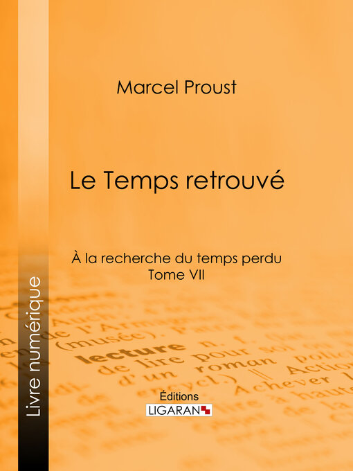 Title details for A la recherche du temps perdu by Marcel Proust - Available